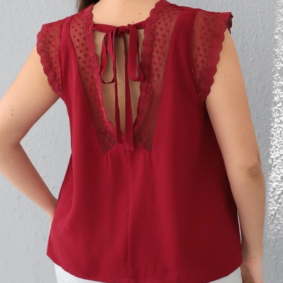 Plus Swiss Dot Ruffle Blouse - Picture 12 of 14